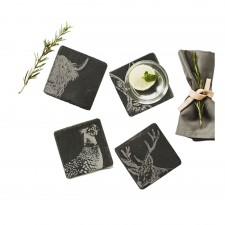 The Just Slate Company 4 Pack Country Animals Slate Coaster