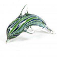 Objets d'art Glass Figurine - Blue & Green Dolphin