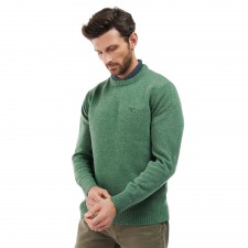 Barbour Mens Newbury Crew Jumper In Green Mix UK S