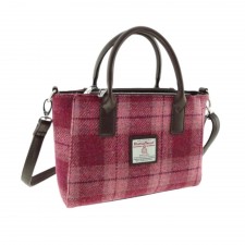 Harris Tweed 'Brora' Small Tote Bag In Salmon Pink Check