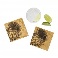Scottish Made 2 Pack Oak Thistle Coasters