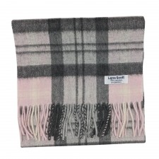 Lona Scott 100% Cashmere Scarf in Baird Pink Tartan