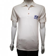 Mens White Saltire Scotland Embroidered Polo Shirt
