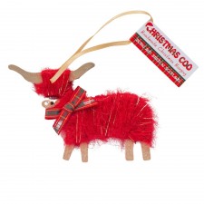 Hairy Coo Christmas Hanging Coo in Red