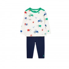 Joules Boy's Curtis Waffle Legging Set in White Animal