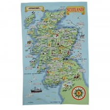 Glen Appin Map of Scotland Tea Towel 100% Cotton 