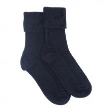 Gretna Green Ladies Black Ribbed Cashmere Socks