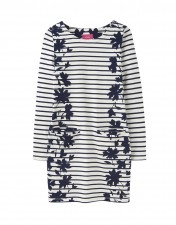 Joules Ladies Quinn Tunic With Pockets in Navy Border Floral UK 10