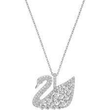 Swarovski Swan Lake White Crystal Rhodium Pendant Necklace