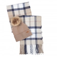 Barbour Dover Beanie & Hailes Scarf Gift Set in Rosewood