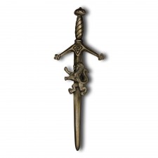 Sword Kilt Pin with Rampant Lion in Antique Bronze