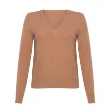 Lona Scott Ladies V-Neck Cashmere Jumper in Camel