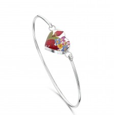 Shrieking Violet Mixed Flower Heart Bangle