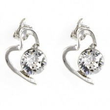 Lila Crystal Heart Earrings