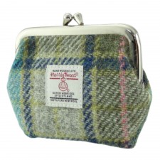 Harris Tweed 'Eigg' Small Clasp Purse in Turquoise Tartan