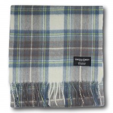 Gretna Green 100% Lambswool Scarf in Muted Blue Stewart Tartan