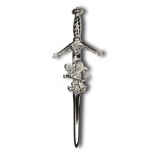 Sword Kilt Pin with Rampant Lion in Silver