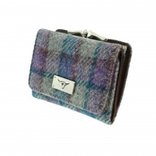 Harris Tweed Unst Small Purse in Blue & Purple Check