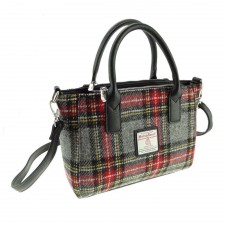 Harris Tweed 'Brora' Small Tote Bag In Red & Grey Tartan