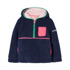 Joules Girls Autumn Half Zip Fleece In Navy Coloured Block 5 Years