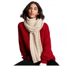 Joules Elena Cable Knitted Scarf in Oat