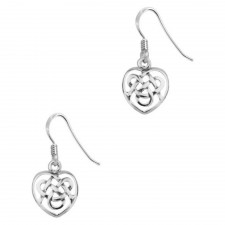 Hamilton & Young Celtic Knotwork Silver Heart Drop Earrings Dee