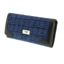 Harris Tweed 'Bute' Purse In Blue Basket Weave
