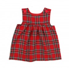 Girls Royal Stewart Tartan Dress with Button Shoulder Detail