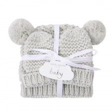 Katie Loxton Grey Knitted Hat and Mittens Set