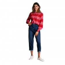 Joules Ladies Rianna Chevron Stripe Jumper in Pink Stripe