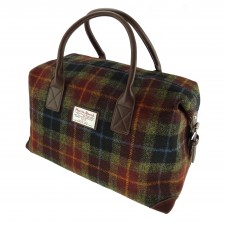 Harris Tweed 'Esk' Overnight Bag in Rust Check Tartan