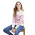 Joules Ladies Renee Striped Sweatshirt in Red Cream Stripe UK 8