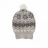 Berrydale Ladies Grey Fairisle Beanie Hat with Pom Pom