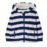 Joules Girl&#039;s Lanie Zip Through Fleece in Blue Creme Pink Stripe