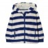 Joules Girl&#039;s Lanie Zip Through Fleece in Blue Creme Pink Stripe