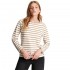 Joules Ladies Aubree Button Shoulder Jersey Top in Cream Tan Stripe UK 10