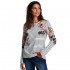 Joules Ladies Harbour Long Sleeve Jersey Top in Floral Cream Navy Stripe UK 8