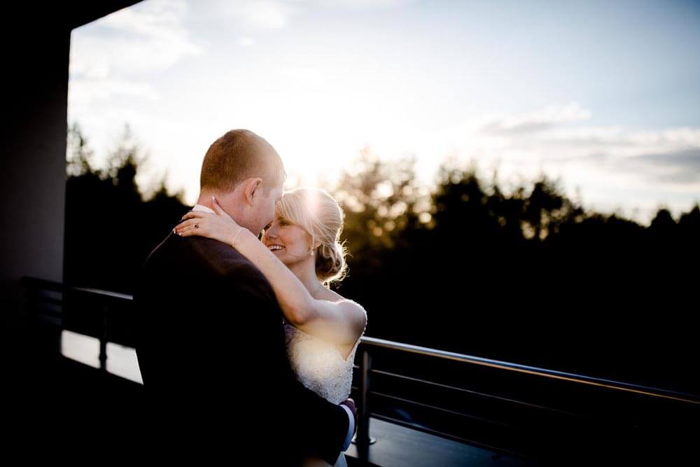 Wedding photo on the Smiths Hotel Penthouse balcony, Gretna Green