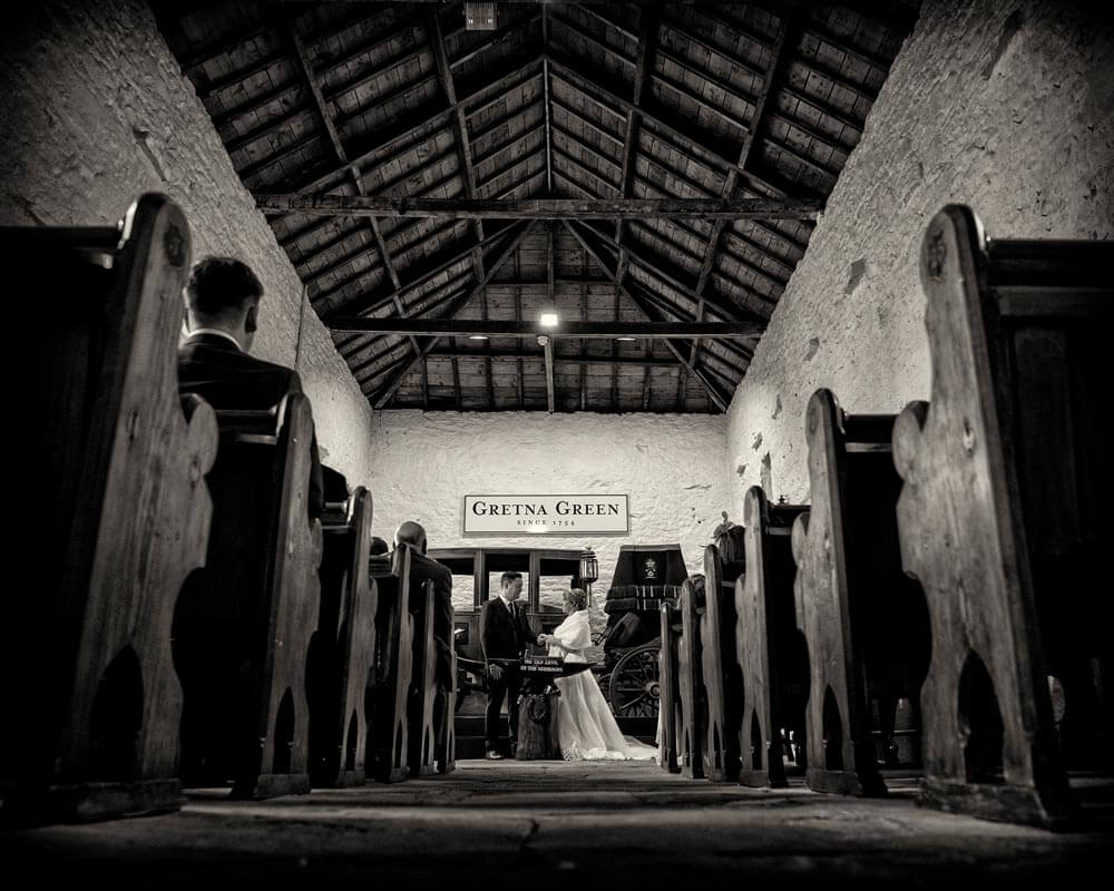 Wedding photo in the Coach House at Gretna Hall Hotel and Historic Marriage House