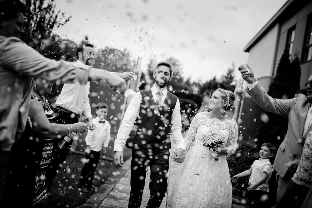 Wedding photo in the Smiths Hotel Gardens, Gretna Green